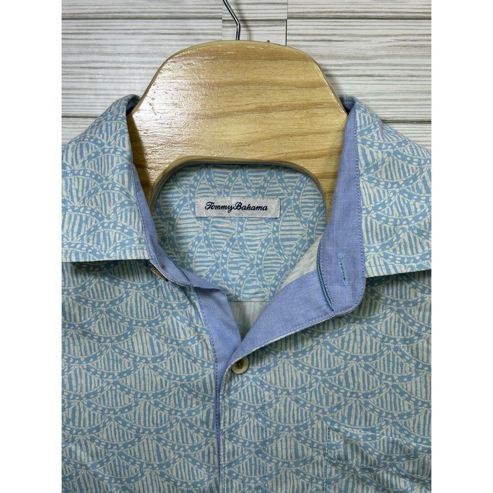 Tommy Bahama DeSoto Shells Short Sleeve Silk Blend Button-Up Shirt Cool MaxSz Lg